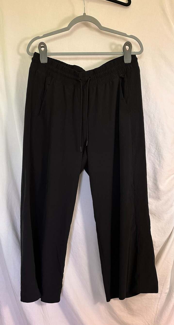 Athleta Women's Black Lightweight Wide Leg Drawstring Pull-On Pants
